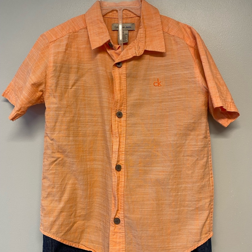 Calvin Klein Jeans Orange Casual Button Down Shirt